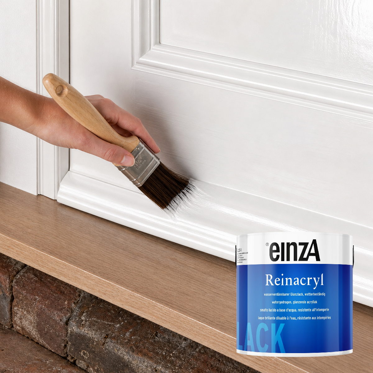 einzA Reinacryl Glanzlack Οικολογική Ρεπολίνη Πολυουρεθανης Νερού Γυαλιστερή ΛΕΥΚΗ