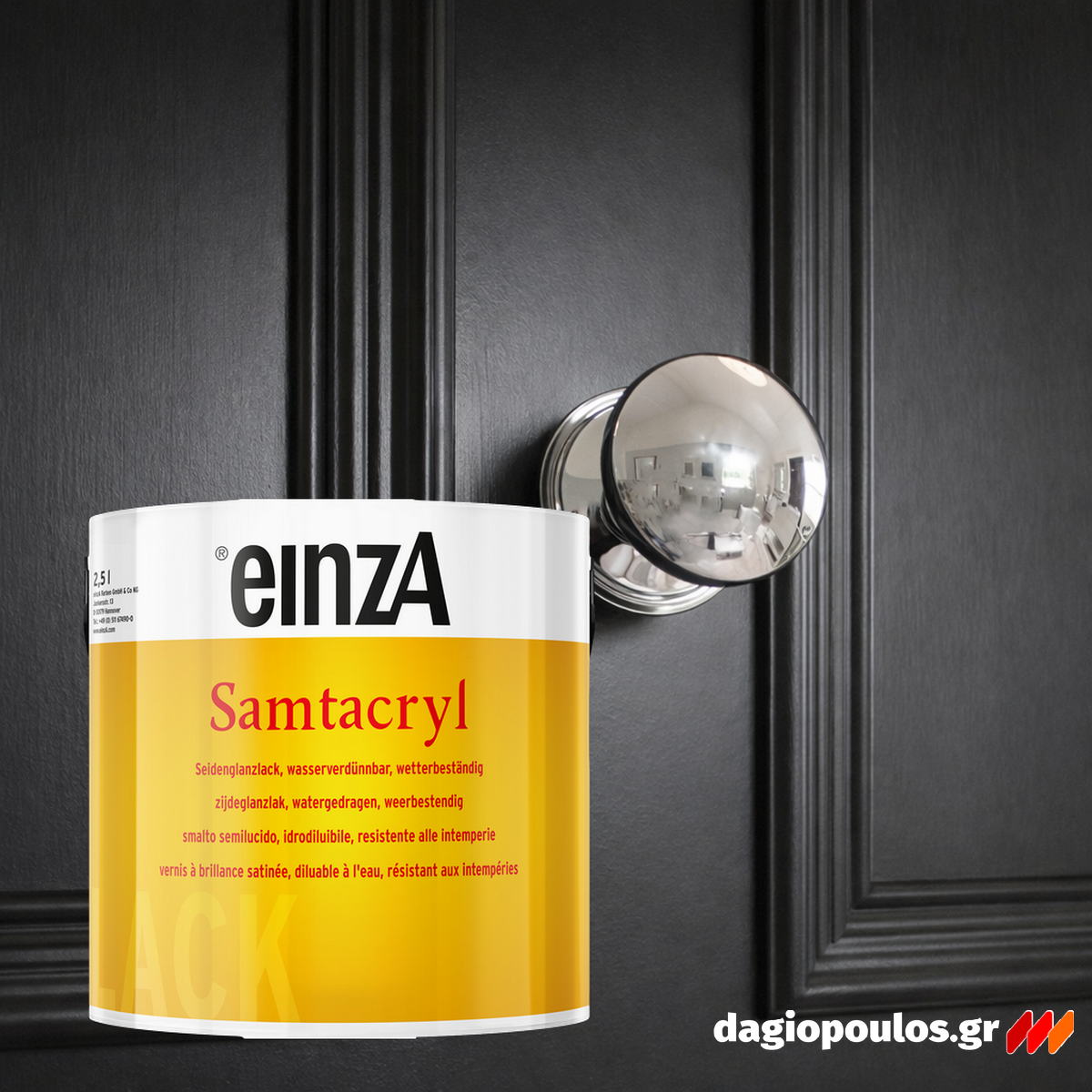 einzA Samtacryl Seidenglanzlack Ρεπολίνη Νερού Πολυουρεθάνης Οικολογική Σατινέ ΛΕΥΚΗ