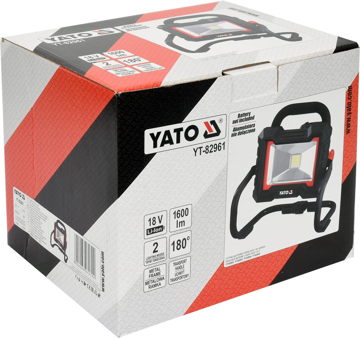 Yato YT-82961 Φορητός Προβολέας Επιθεώρησης & Εργασίας Μπαταρίας 18V Li-Ion Επαναφορτιζόμενος 1600 Lumens SOLO