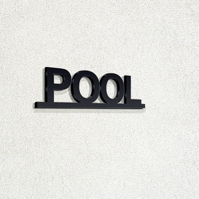 Πινακίδα Σήμανσης "Pool" Πισίνας Ξενοδοχείων 3mm ΜΑΥΡΟ