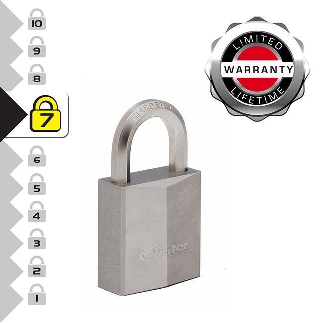 Master Lock 1145PEURD Λουκέτο Ορειχάλκινο Επινικελωμένο Βαρέως Τύπου Με Εξάγωνο Λαιμό 4 Κλειδιά Υπερασφαλείας 40mm