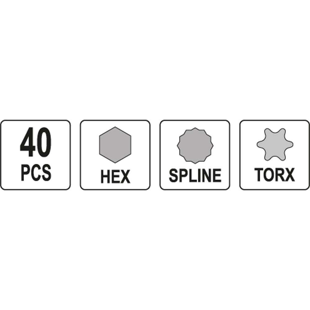 Yato YT-0400 Συλλογή Μύτες Hex Torx Spline Σε Κασετίνα Σετ 40 Τεμ