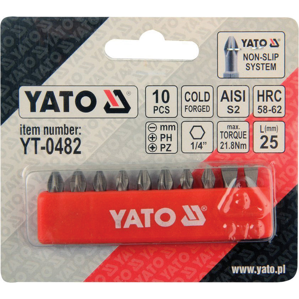 Yato YT-0482 Μύτες Διάφορες 25mm S2 Σετ 10 Τμχ