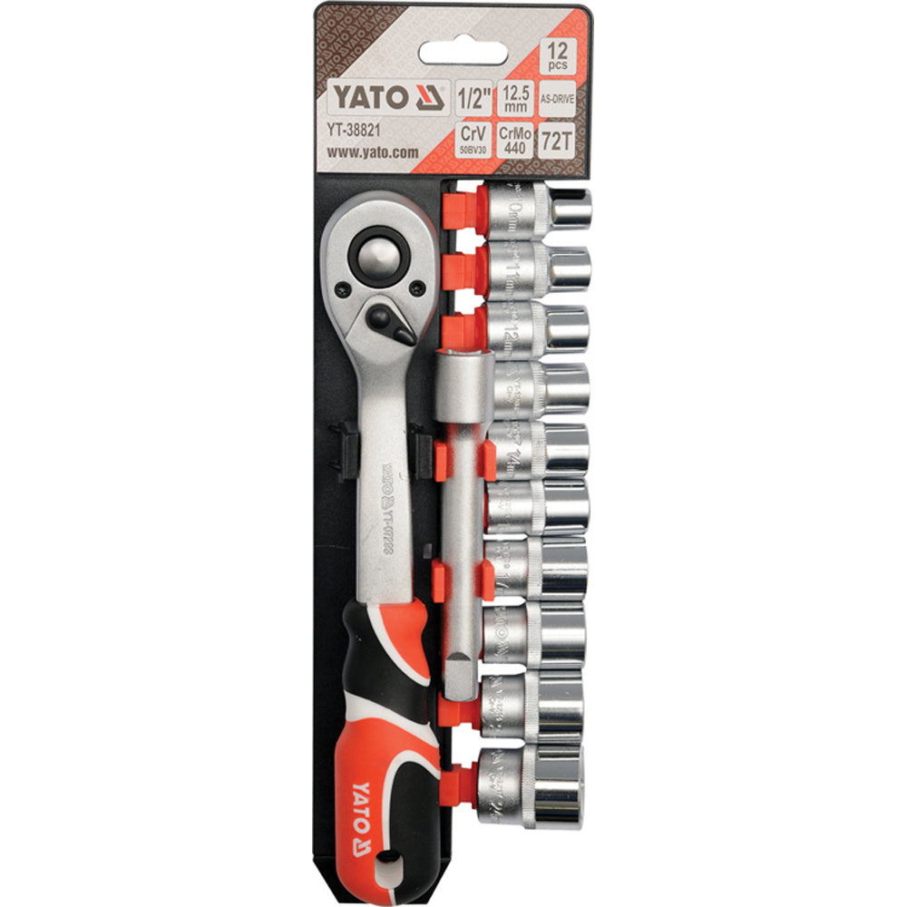 Yato YT-38821 Μανέλα Με Καστάνια 12" & Καρυδάκια Σετ 12 Τεμ