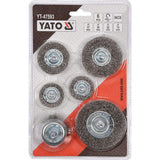 Yato YT-47593 Συλλογή Βούρτσες Συρμάτινες (Συρματόβουρτσες) Δραπάνου Με Άξονα Σετ 6 Τεμ ΑΝΟΞΕΙΔΩΤΕΣ (INOX)