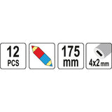 Yato YT-69940 Μολύβια Μαραγκών Σετ 12 Τεμ Δίχρωμα