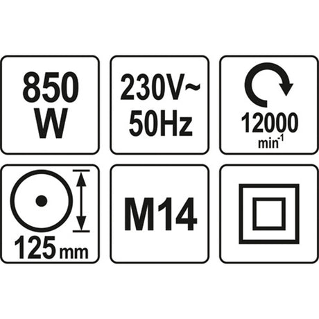 Yato YT-82097 Ηλεκτρικός Γωνιακός Τροχός 125mm 850Watt SLIM BODY