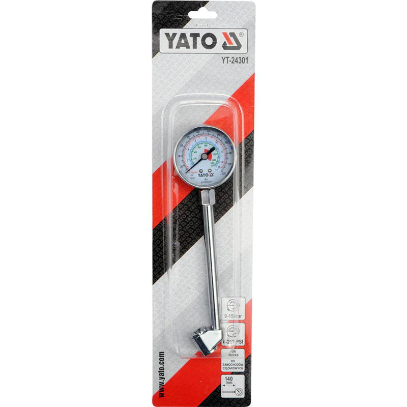 Yato YT-24301 Μετρητής Πιέσεως Ελαστικών Χειρός Με Αναλογικό Μανόμετρο