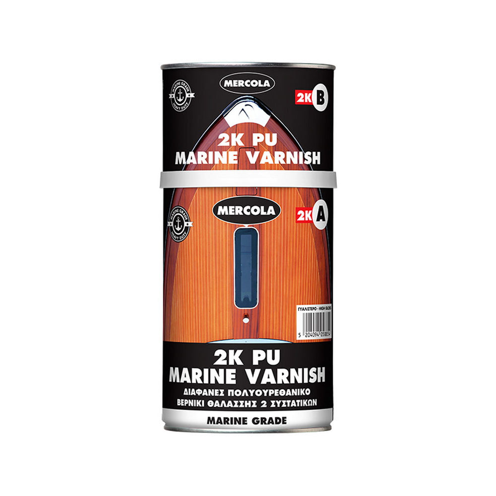 Mercola 2K PU Marine Varnish Εποξειδικό Βερνίκι Θαλάσσης Πολυουρεθάνης 2 Συστατικών ΓΥΑΛΙΣΤΕΡΟ