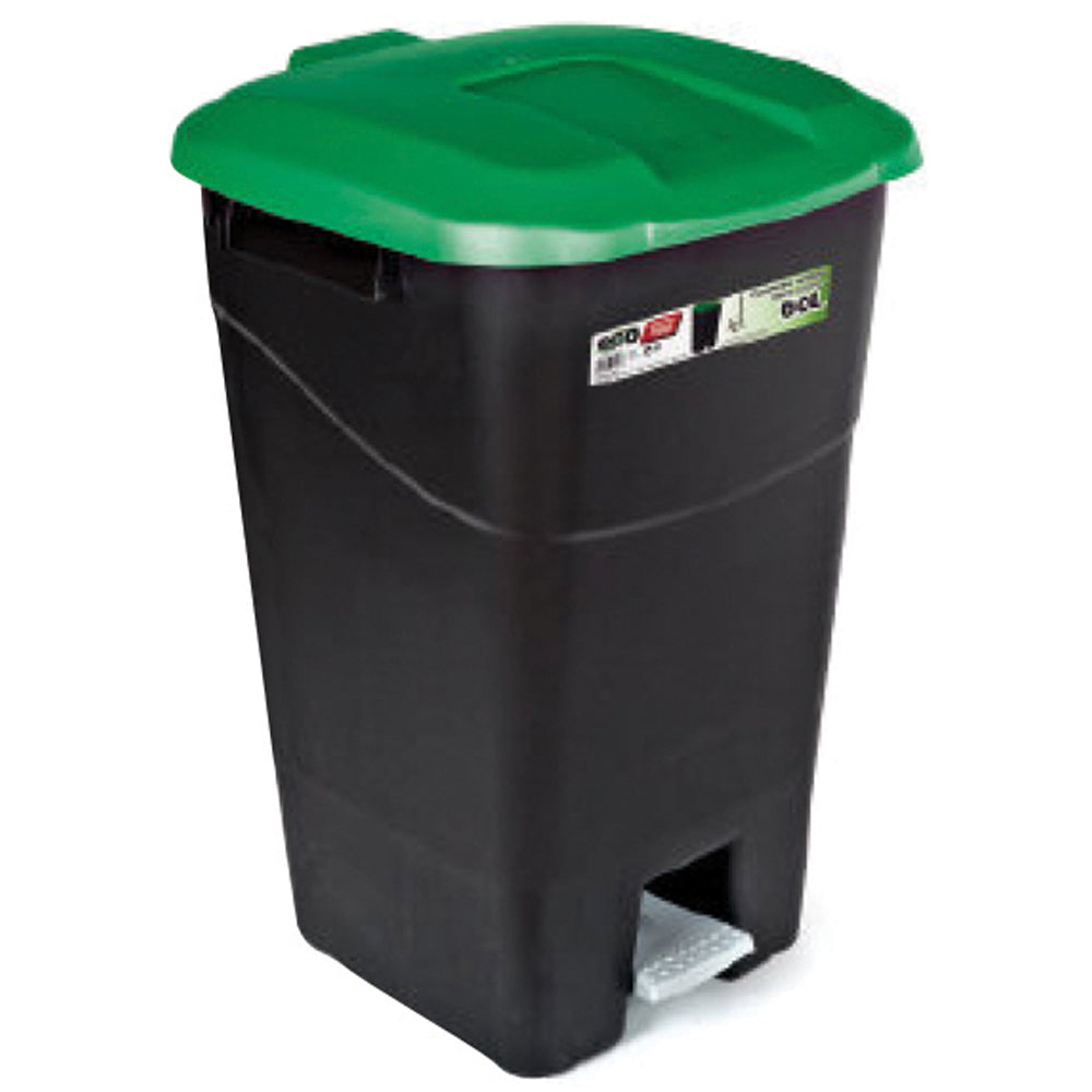 TAYG ECO 431036 Κάδος Απορριμμάτων Με Πεντάλ 60Ltr ΜΑΥΡΟΣ - ΠΡΑΣΙΝΟ ΚΑΠΑΚΙ