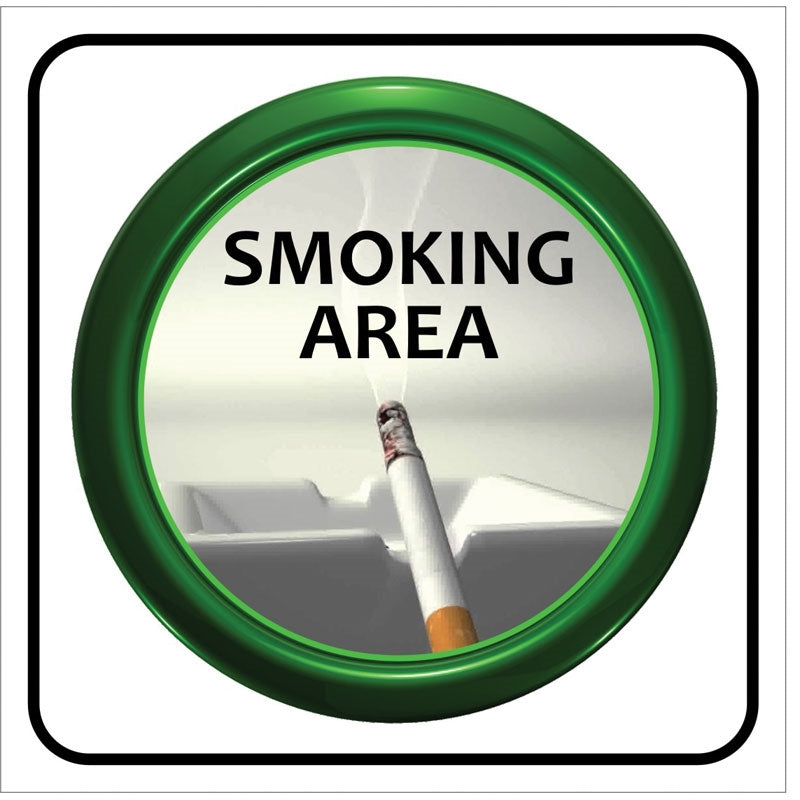 Πινακίδα Σήμανσης Καπνίσματος PVC "SMOKING AREA" Χώρος Καπνιστών 95mm x 95mm