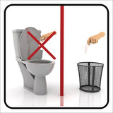 Πινακίδα Σήμανσης Αυτοκόλλητο Βινύλιο "WC - ΜΗ ΡΙΧΝΕΤΕ ΧΑΡΤΙ ΣΤΗ ΛΕΚΑΝΗ" 95mm x 95mm