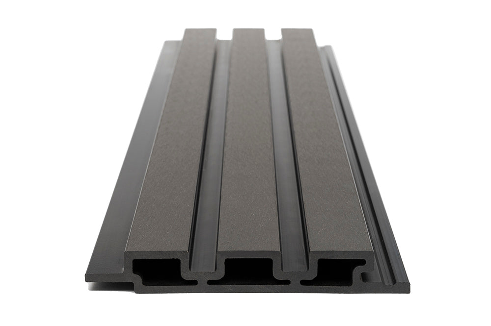 3D WPC Συνθετικό Panel 2ης Γενιάς Με Πηχάκια 8570 Dark Grey 25mm x 176.5mm 2.9mtr