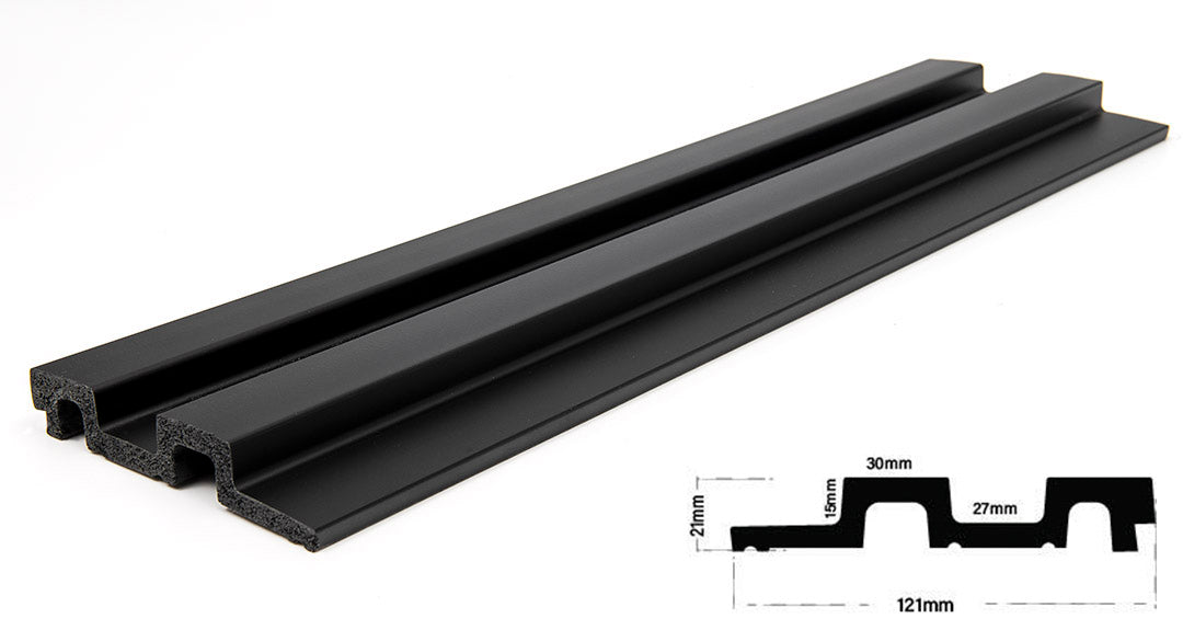 3D PS Wall Panel Residence 10 Black Με Πηχάκια 122x21mm 2.9mtr