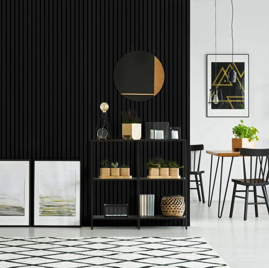 3D PS Wall Panel Residence 10 Black Με Πηχάκια 122x21mm 2.9mtr