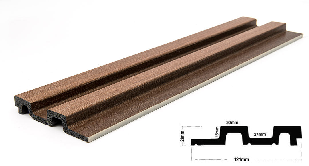 3D PS Wall Panel Residence 14 Golden Brown Oak Με Πηχάκια 122x21mm 2.9mtr