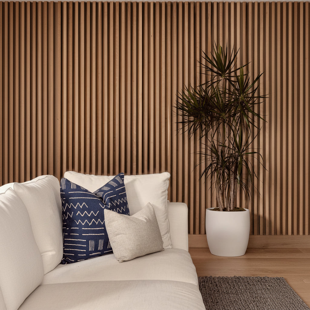 3D PS Wall Panel Residence 14 Golden Brown Oak Με Πηχάκια 122x21mm 2.9mtr