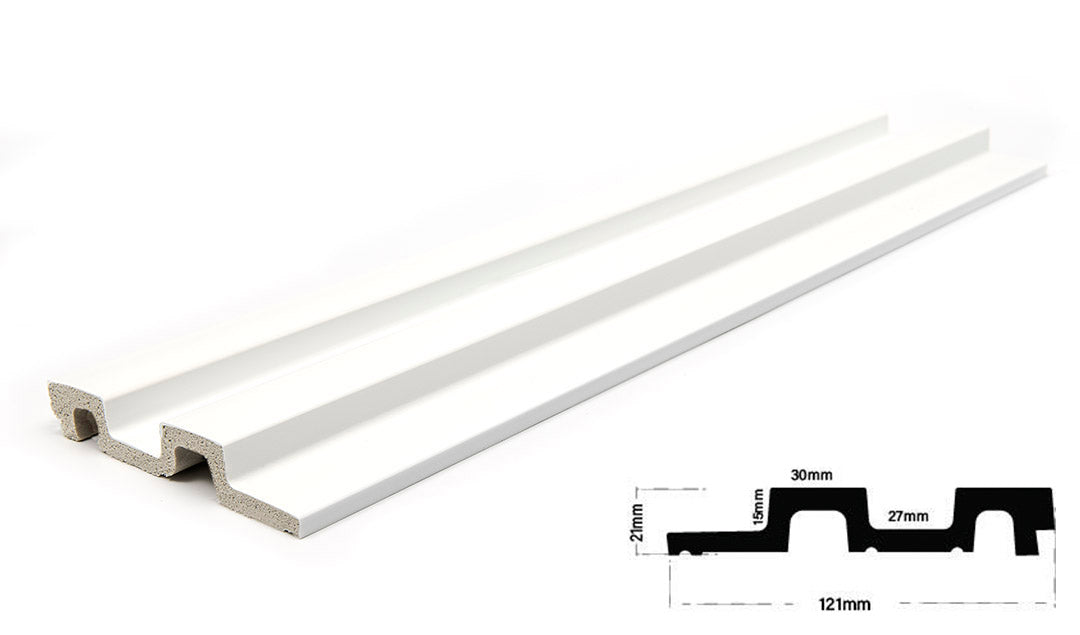 3D PS Wall Panel Residence 01 White Με Πηχάκια 122x21mm 2.9mtr