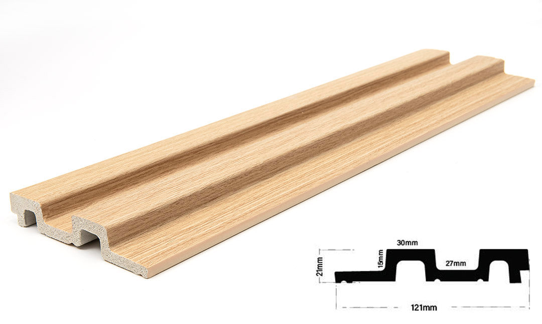 3D PS Wall Panel Residence 04 White Oak Με Πηχάκια 122x21mm 2.9mtr