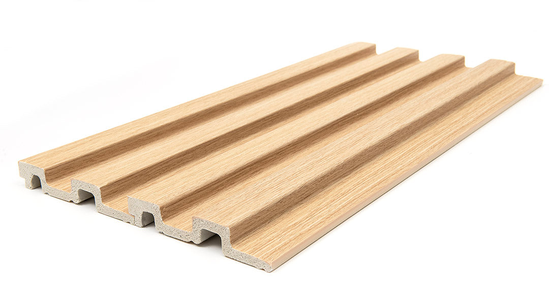 3D PS Wall Panel Residence 04 White Oak Με Πηχάκια 122x21mm 2.9mtr