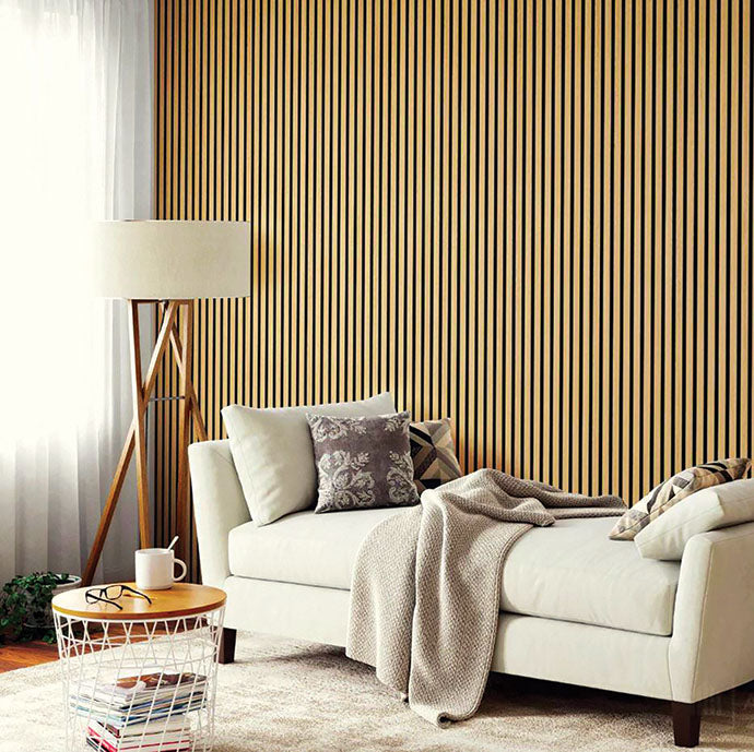 3D PS Wall Panel Residence F4 Natural Oak Black Με Πηχάκια 122x21mm 2.9mtr