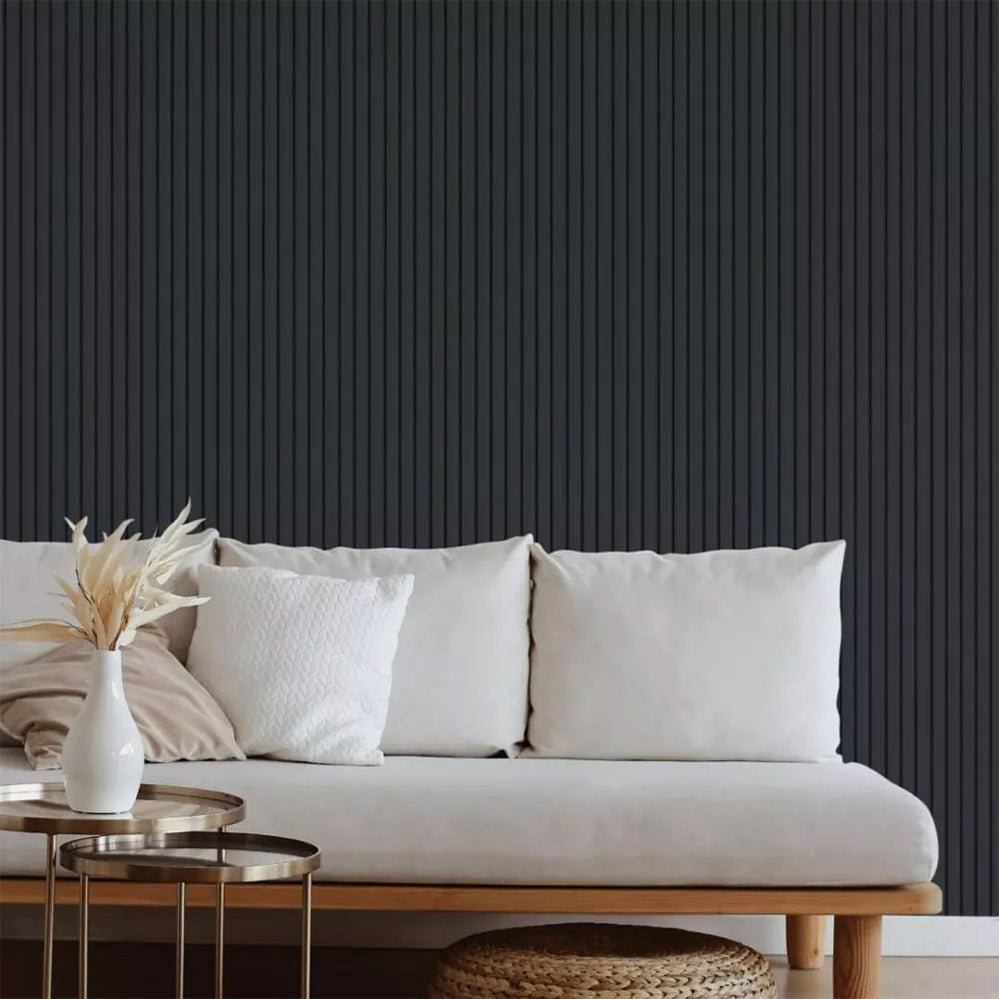 3D Wall Panel MDF Beat Deluxe 507090 Black Lead Με Πηχάκια 2750mm x 119mm x 16mm