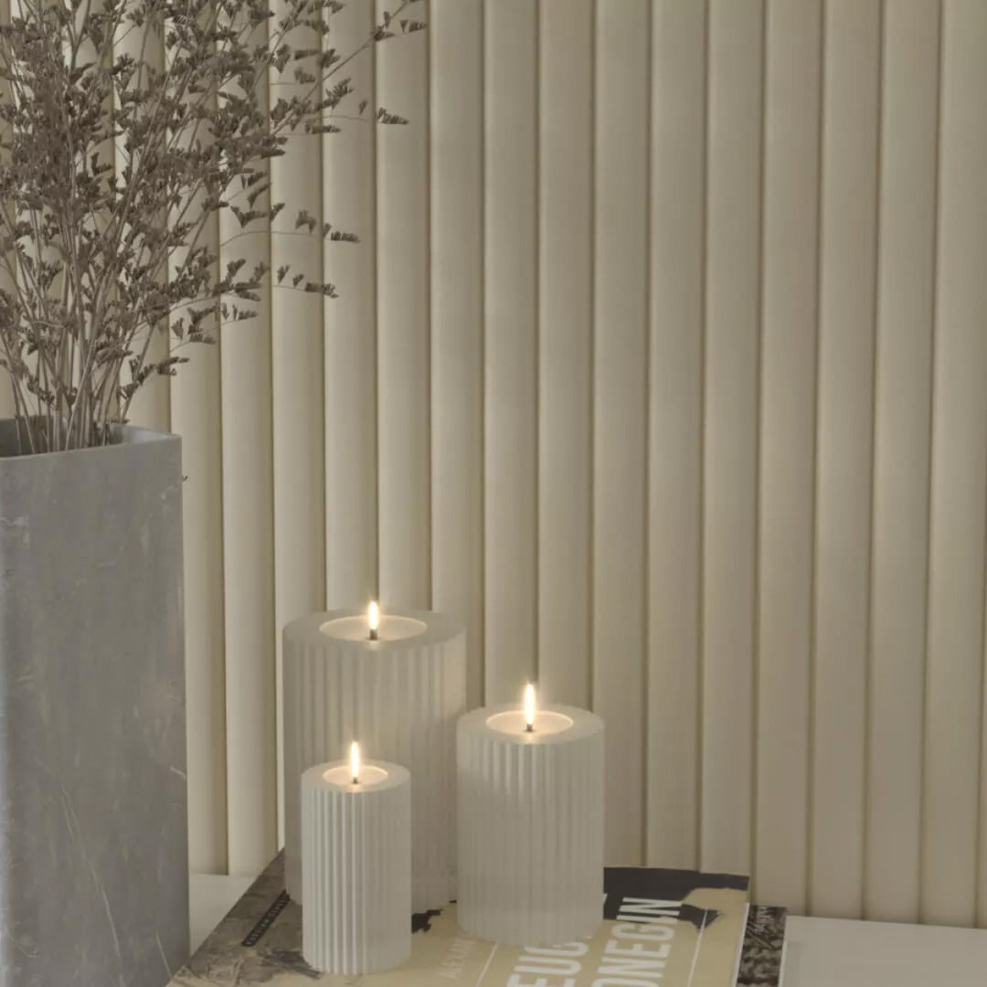 3D Wall Panel MDF Wave Standard 806090 Sand Grey Με Πηχάκια 2750mm x 119mm x 16mm