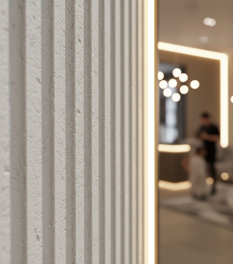 Panel Εύκαμπτης Πέτρας 113020 RIPPLE BOARD 600mm x 1200mm BEIGE WHITE
