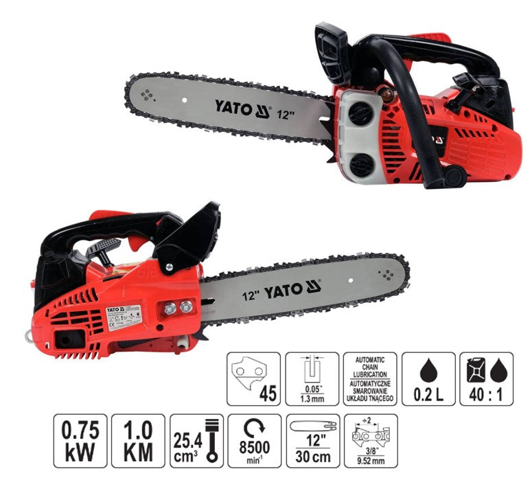 Yato YT-84893 Αλυσοπρίονο Βενζίνης 25.4cc 750W 1.1HP Με Λάμα 30cm