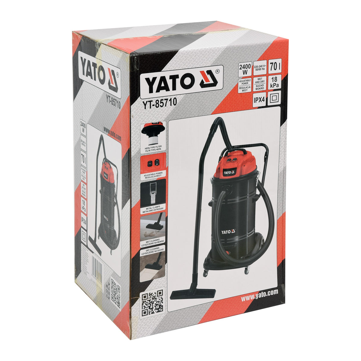 Yato YT-85710 Επαγγελματική Ηλεκτρική Σκούπα Υγρών / Στερεών 2400Watt Με Κάδο 70Ltr
