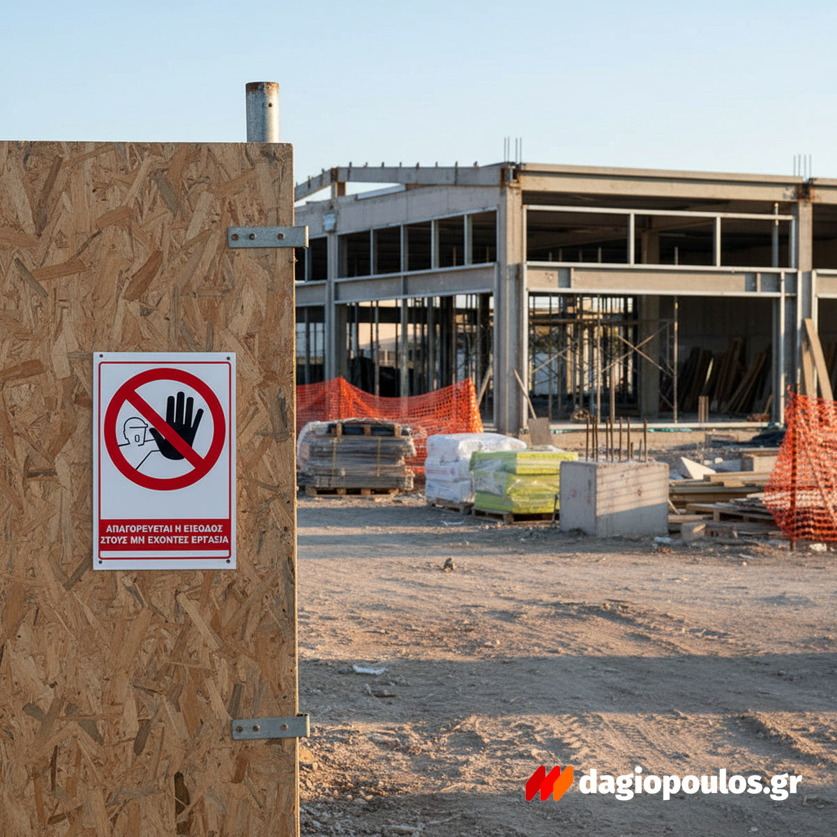 Πινακίδα Σήμανσης Εργοταξίου "ΑΠΑΓΟΡΕΥΕΤΑΙ Η ΕΙΣΟΔΟΣ ΣΤΟΥΣ ΜΗ ΕΧΟΝΤΕΣ ΕΡΓΑΣΙΑ" 300mm x 200mm ΑΝΤΑΝΑΚΛΑΣΤΙΚΟ