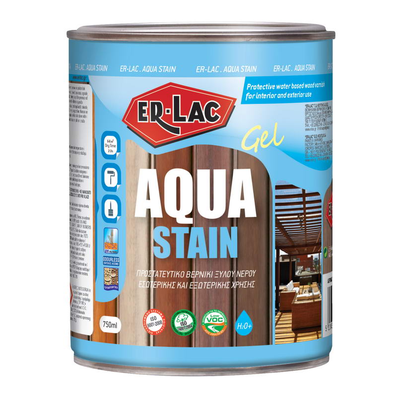 Erlac Aqua Stain Άοσμο Υδατοδιαλυτό Βερνίκι Εμποτισμού Ξύλου Ματ 2004 Όρεγκον