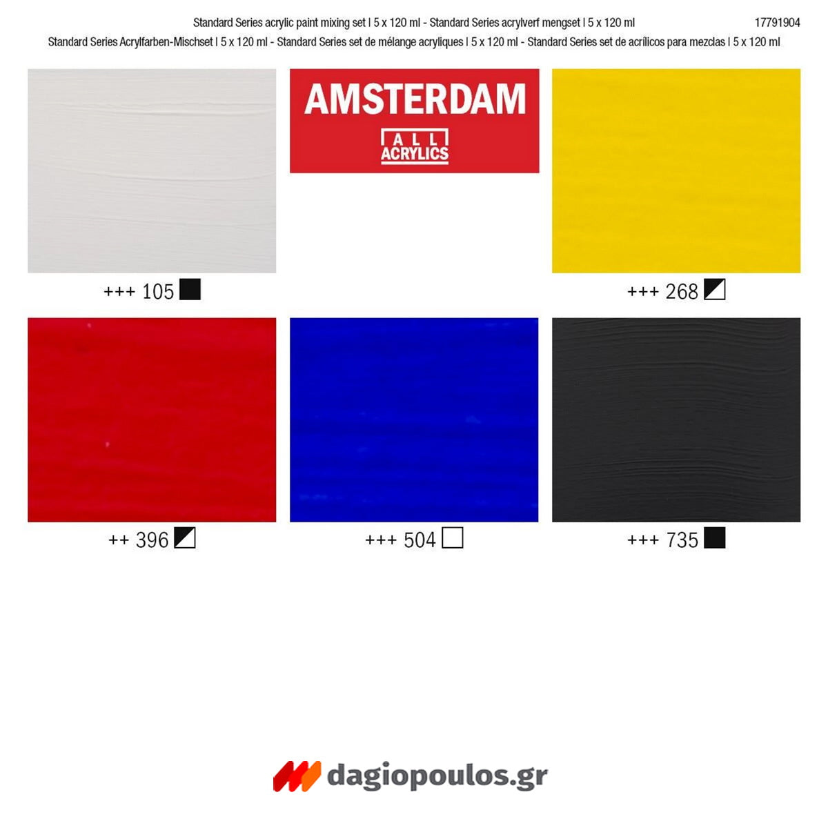 Royal Talens Amsterdam Acrylic Mixing Set Βασικό Σετ Ακρυλικών Χρωμάτων Σετ 5 Τεμ 120ml