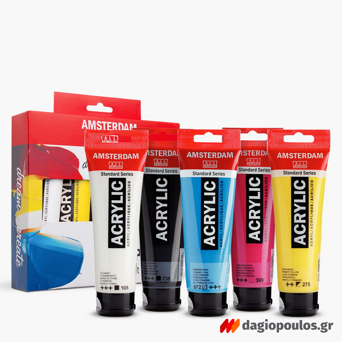 Royal Talens Amsterdam Acrylic Primary Set Βασικό Σετ Ακρυλικών Χρωμάτων Σετ 5 Τεμ 120ml