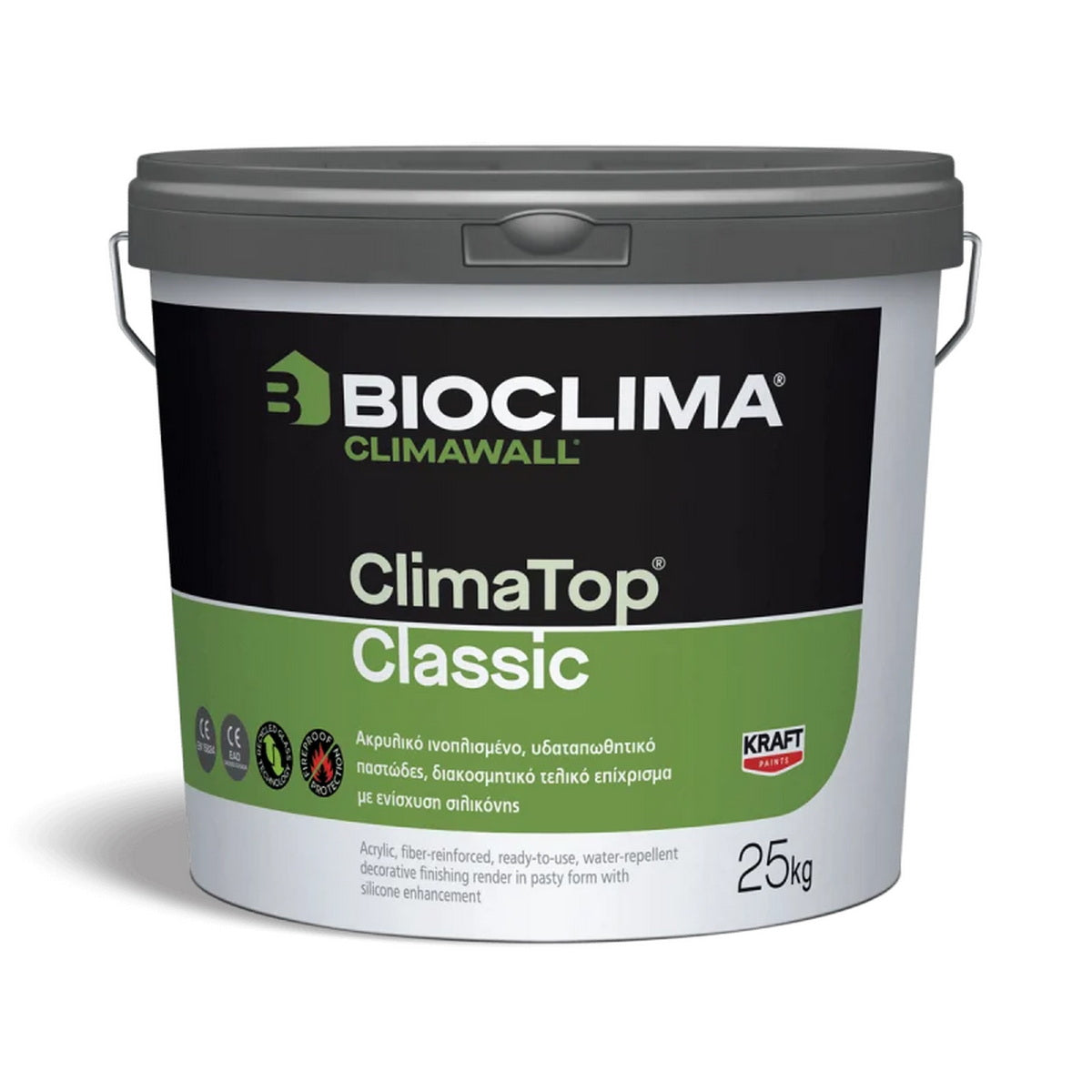 Bioclima Climatop Classic Ακρυλικός Ινοπλισμένος Τελικός Σοβάς Θερμοπρόσοψης Με Ενίσχυση Σιλικόνης Κ