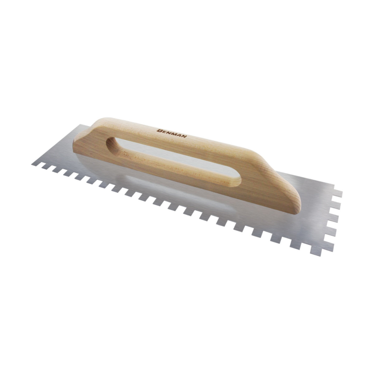 Benman 70943 Eπαγγελματικό Μυστρί Spatula Μεγάλη Με Δόντι Ανοξείδωτη Με Ξύλινη Λαβή 12x12mm