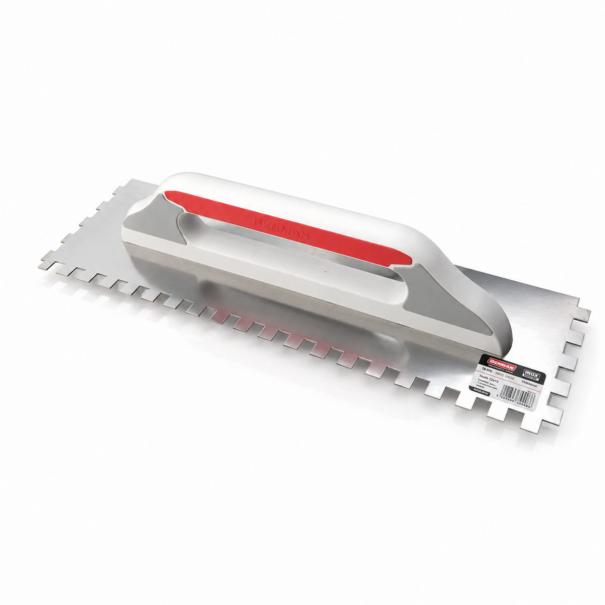 Benman Επαγγελματική Spatula Μυστρί Πλακάδων Με Τετράγωνο Δόντι & Με Πλαστική Λαβή Ανοξείδωτο