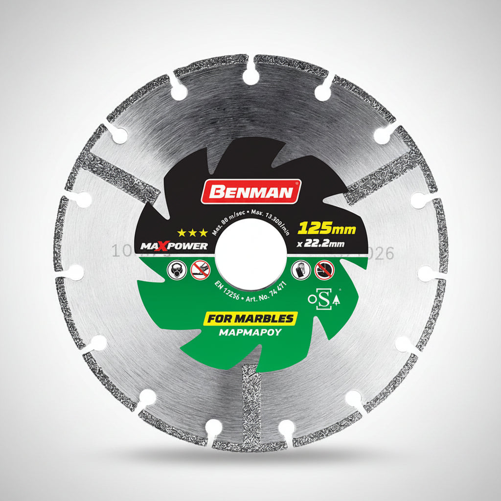 Benman 74471 Maxpower Δίσκος Διαμαντέ (Διαμαντόδισκος) Κοπής Μαρμάρου 125 mm