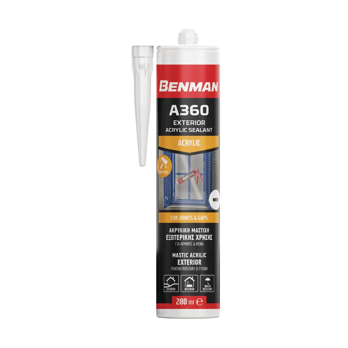 Benman A360 Premium Acrylic Sealant Ακρυλική Μαστίχη 280ml ΛΕΥΚΗ