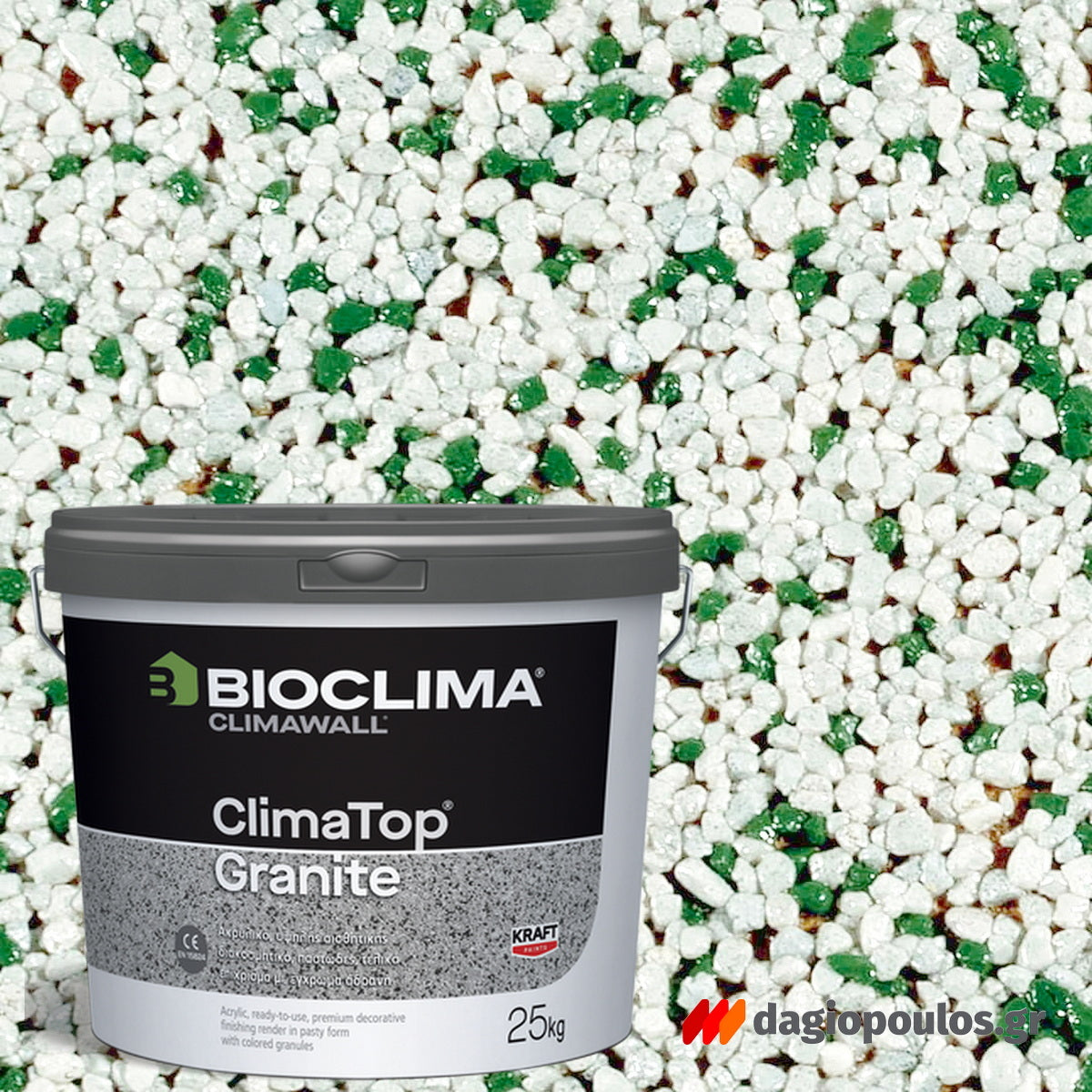 Bioclima ClimaTop Granite Ακρυλικό Παστώδες Διακοσμητικό Τελικό Επίχρισμα 25kgr BC100 CITY GREEN