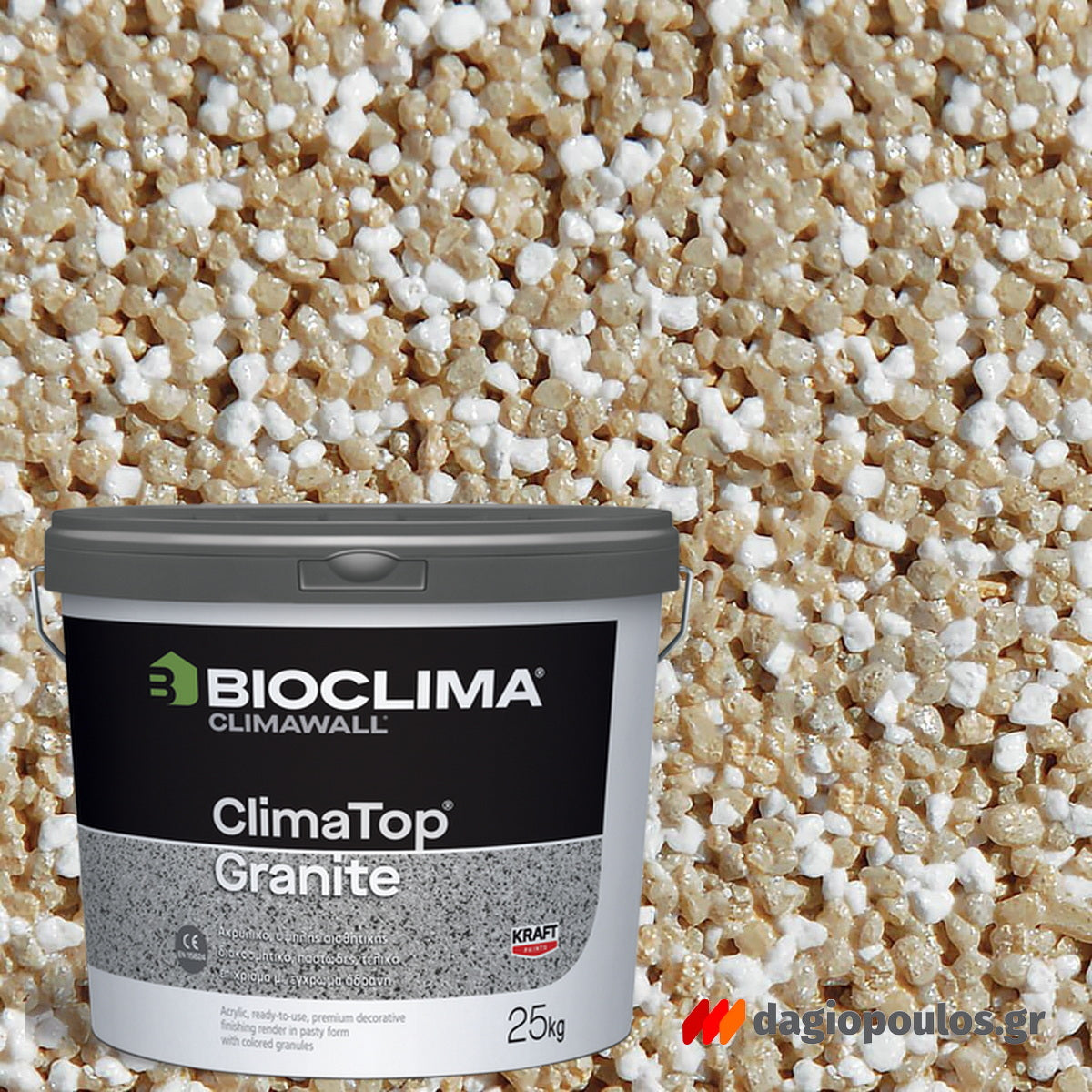 Bioclima ClimaTop Granite Ακρυλικό Παστώδες Διακοσμητικό Τελικό Επίχρισμα 25kgr KM2028 SOUNIO YELLOW