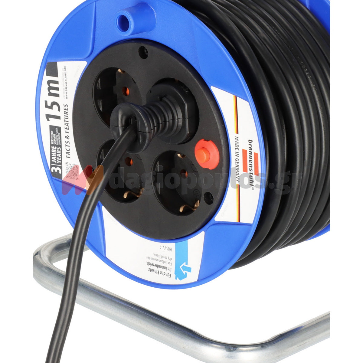 Brennenstuhl Garant Kompakt 1079180004 IP20 Μπαλαντέζα Ρεύματος Σε Καρούλι Με Καλώδιο H05VV-F 3G1,5 x 15mtr