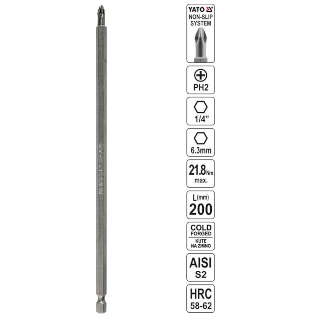Yato YT-0487 Μύτη ΗΕΧ 1/4" Ph.2x200mm