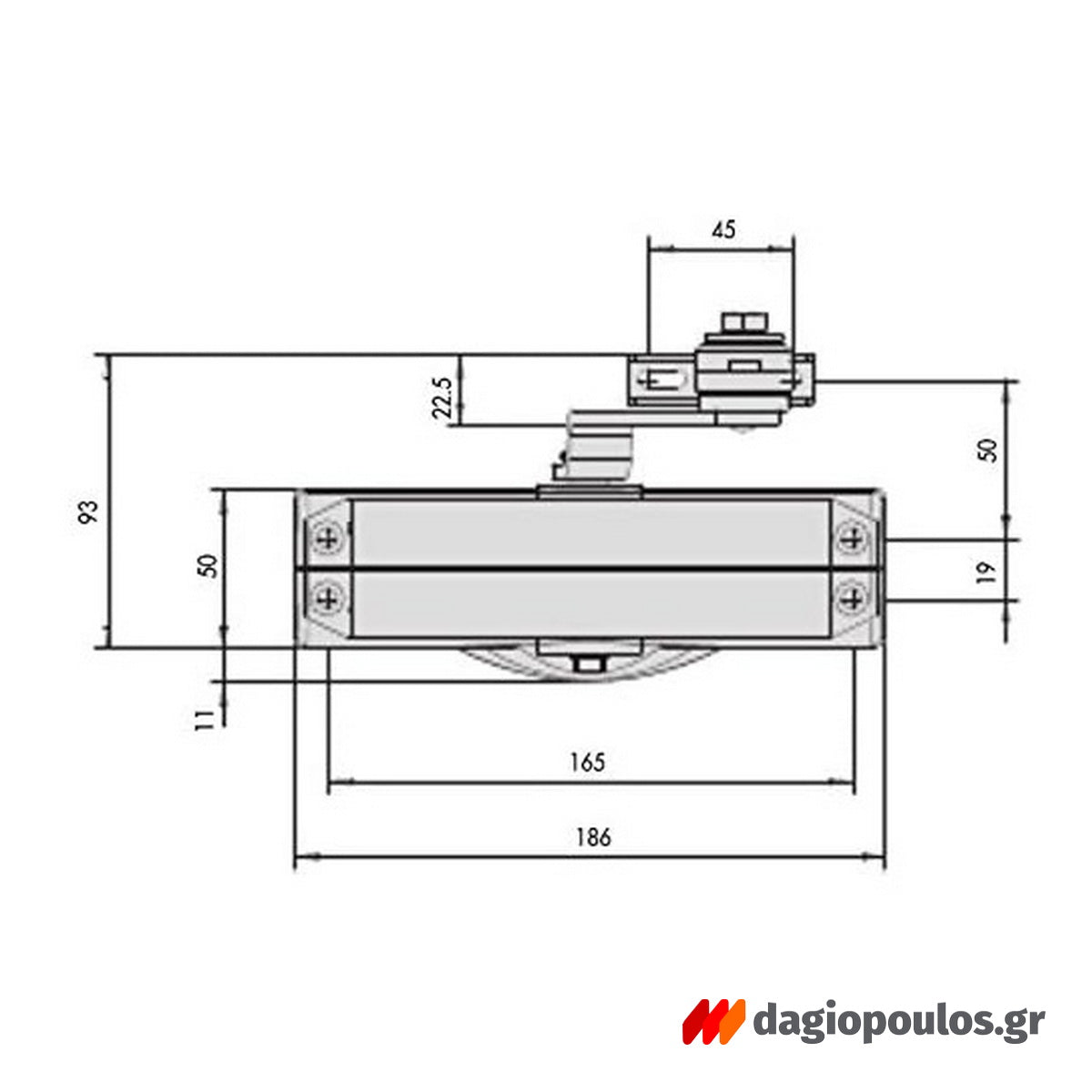 Cisa C1416 Μηχανισμός Επαναφοράς Πόρτας (Σούστα) Ρυθμιζόμενος 80kg Με Στοπ ΛΕΥΚΟΣ