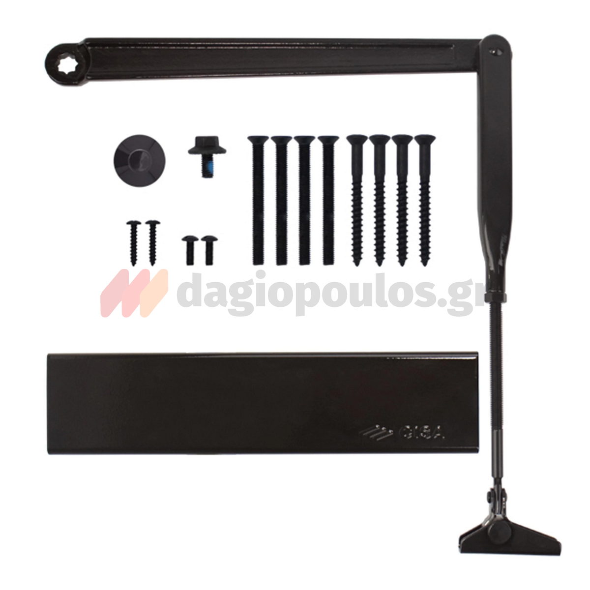 Cisa C1610 Μηχανισμός Επαναφοράς Θυρών (Σούστα) Ρυθμιζόμενος 80kg Με Στοπ ΜΑΥΡΟΣ