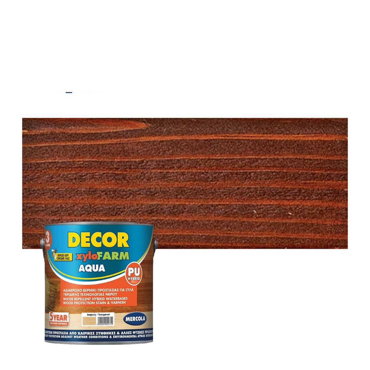 Mercola DECOR XYLOFARM AQUA Bερνίκι Eμποτισμού Εξωτερικών Ξύλων Νερού ΤΗΚ