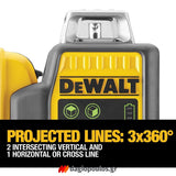 DeWalt DCE089D1G-QW Αλφάδι Laser 12V Πολλαπλών Γραμμών Πράσινο 3x360° Με Μπατ.2.0Ah - Φορτιστή - Βαλίτσα