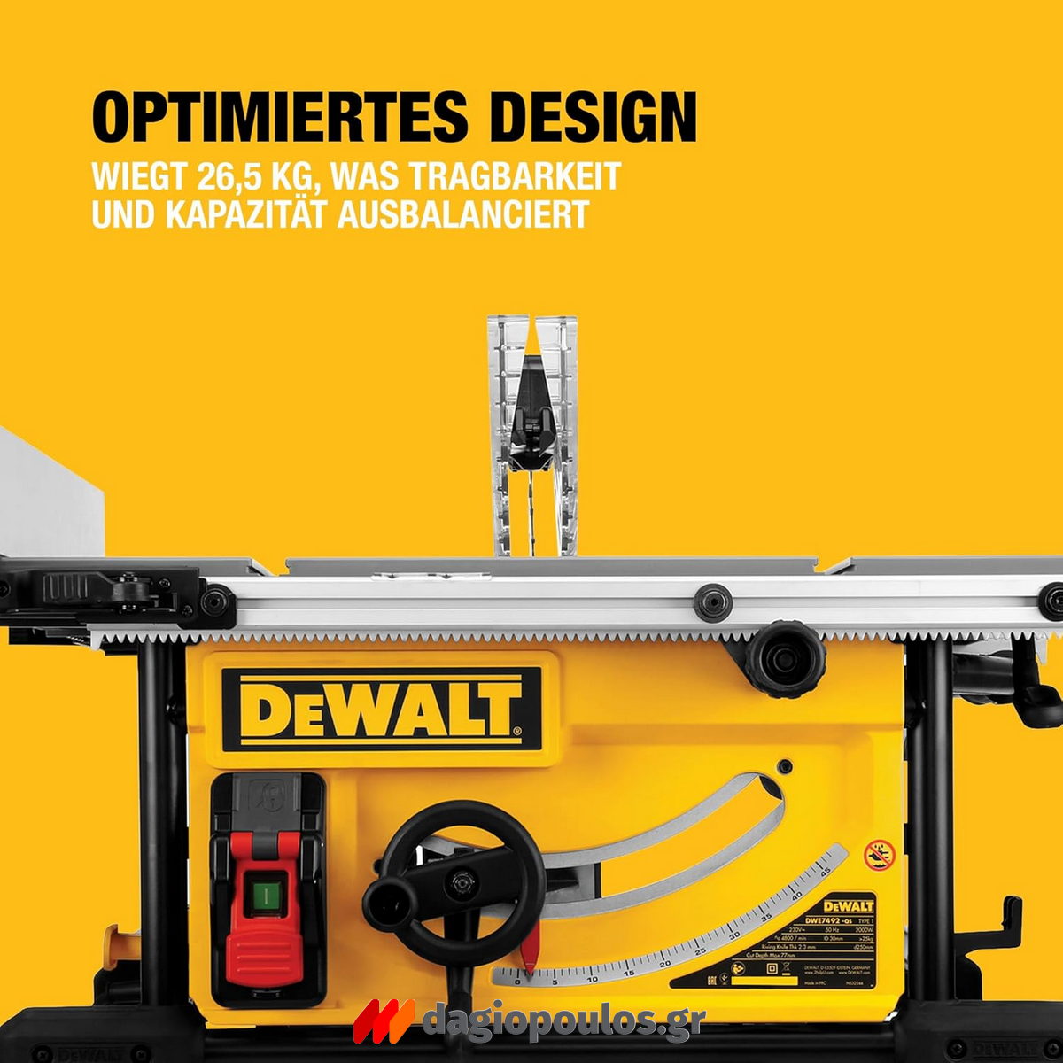 Dewalt DWE7492-QS Ηλεκτρικό Δισκοπρίονο Πάγκου 1800W 250mm