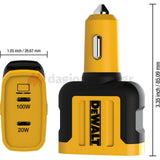 DeWalt 1410484DWG Φορτιστής Αυτοκινήτου 2 Θυρών Type-C 120W