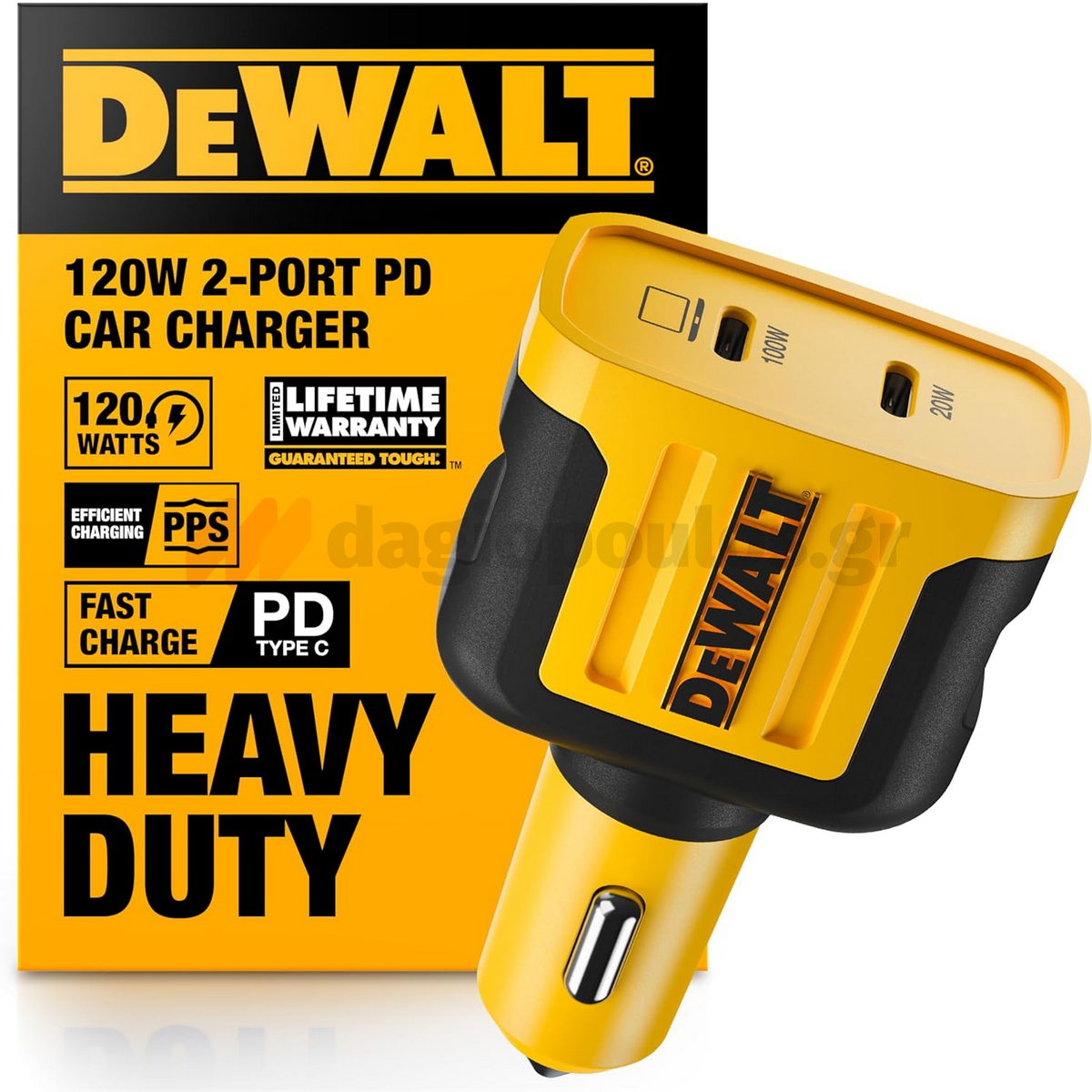 DeWalt 1410484DWG Φορτιστής Αυτοκινήτου 2 Θυρών Type-C 120W